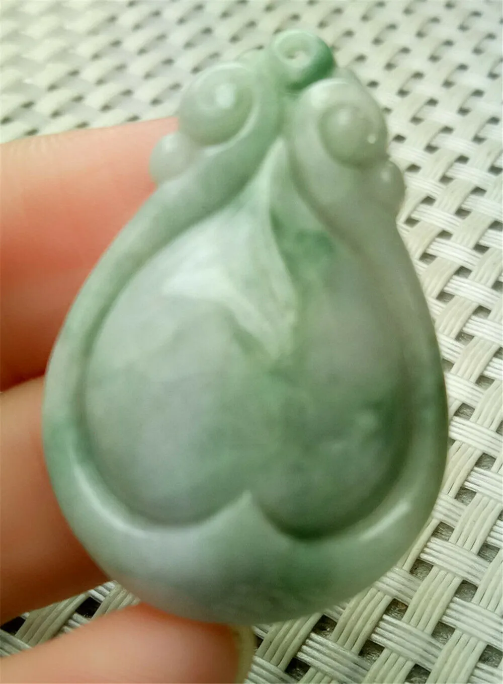 10% OFF- Certified Natural Jadeite Emerald A*Jade HandCarved Lucky Water Drop Pendant A9215
