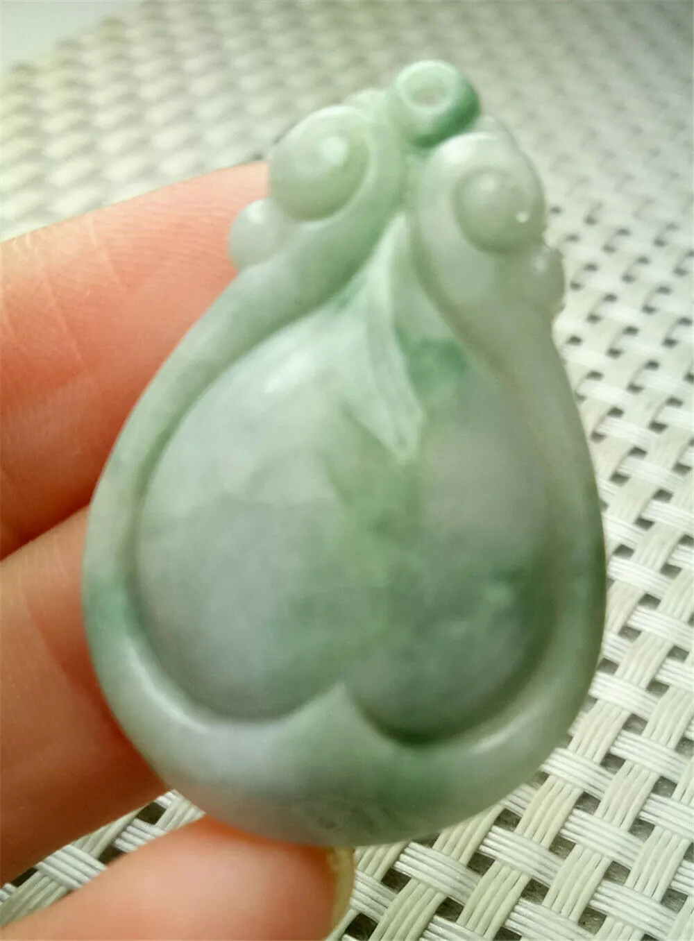 10% OFF- Certified Natural Jadeite Emerald A*Jade HandCarved Lucky Water Drop Pendant A9215