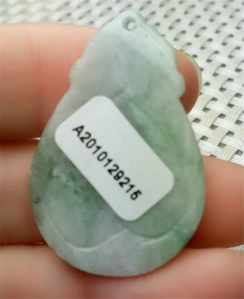 10% OFF- Certified Natural Jadeite Emerald A*Jade HandCarved Lucky Water Drop Pendant A9215