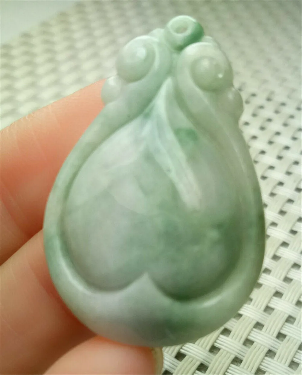 10% OFF- Certified Natural Jadeite Emerald A*Jade HandCarved Lucky Water Drop Pendant A9215