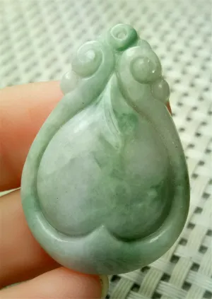 10% OFF- Certified Natural Jadeite Emerald A*Jade HandCarved Lucky Water Drop Pendant A9215