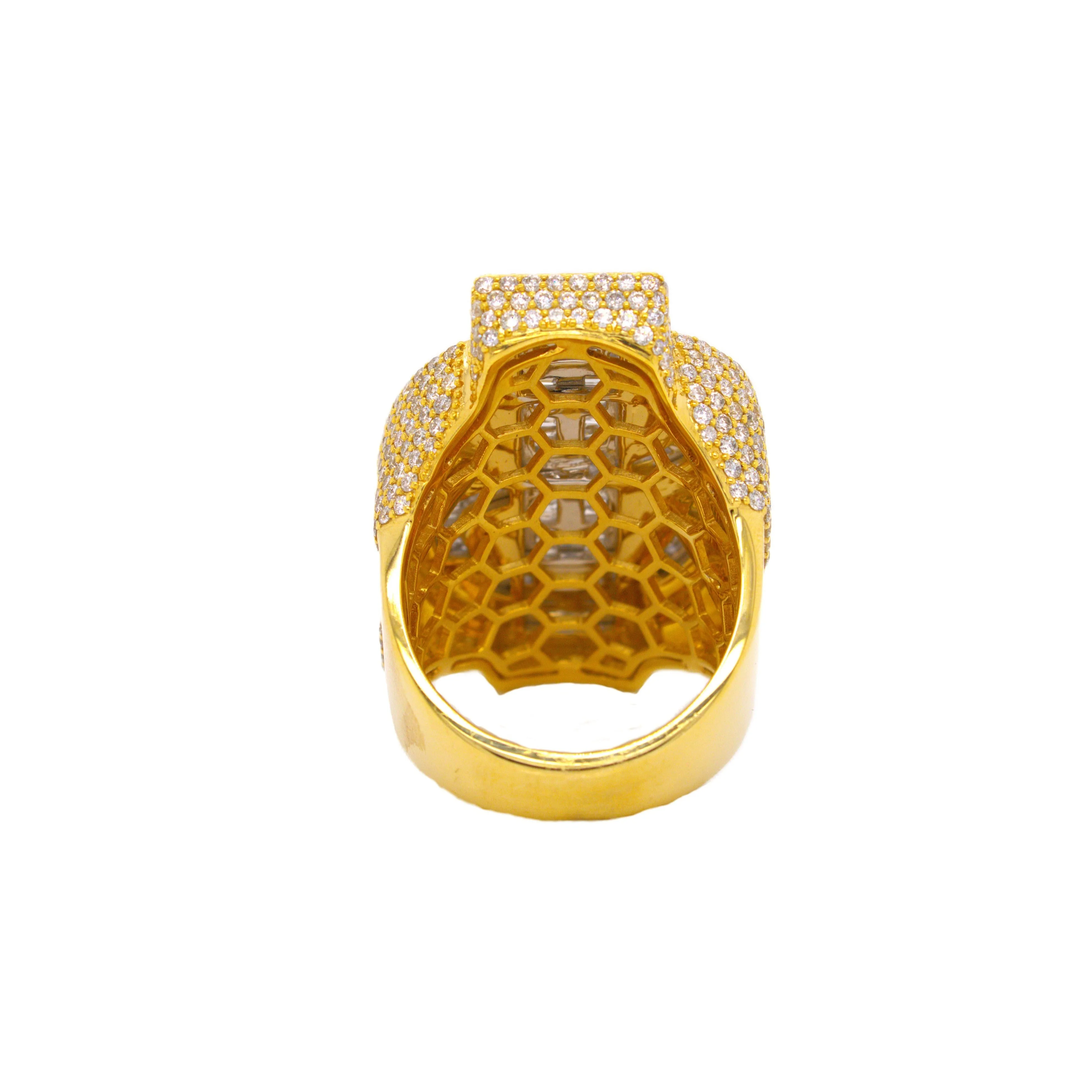 10K Yellow, White Gold 3D Dollar Ring 5.97CT 1.48"