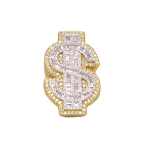 10K Yellow, White Gold 3D Dollar Ring 5.97CT 1.48"