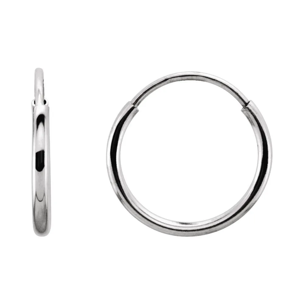 14k White Gold 10mm Endless Hoop Earrings