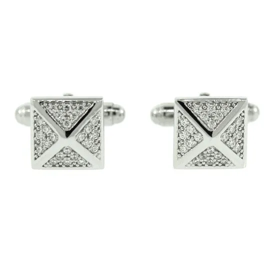 18k White Gold Diamond Cufflinks St Marks