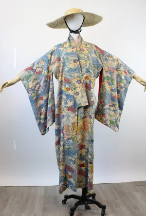 1940s silk KIMONO water lilies small medium large | new fall