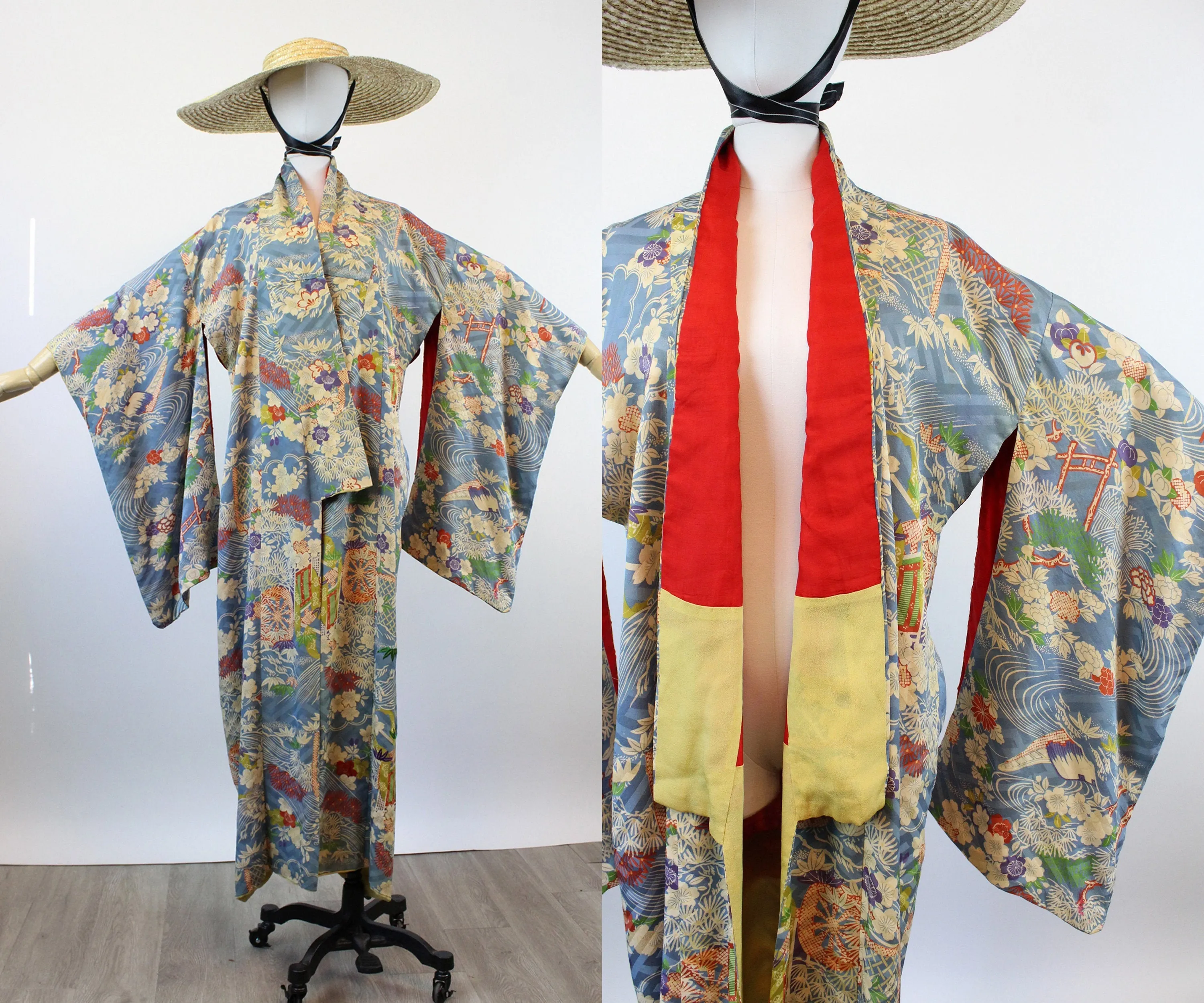 1940s silk KIMONO water lilies small medium large | new fall