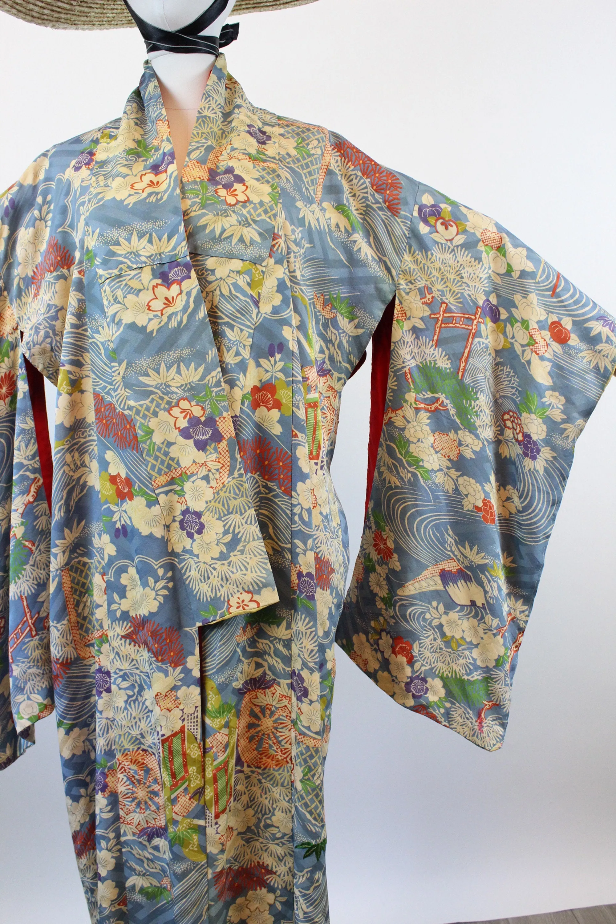 1940s silk KIMONO water lilies small medium large | new fall