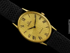 1979 Omega Vintage De Ville Mens Midsize Watch with Special Dial - 18K Gold Plated & Stainless Steel