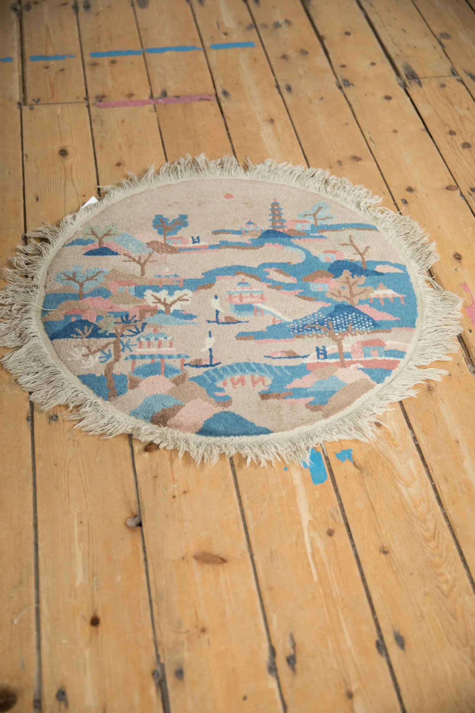 2x2 Vintage Art Deco Round Rug Mat