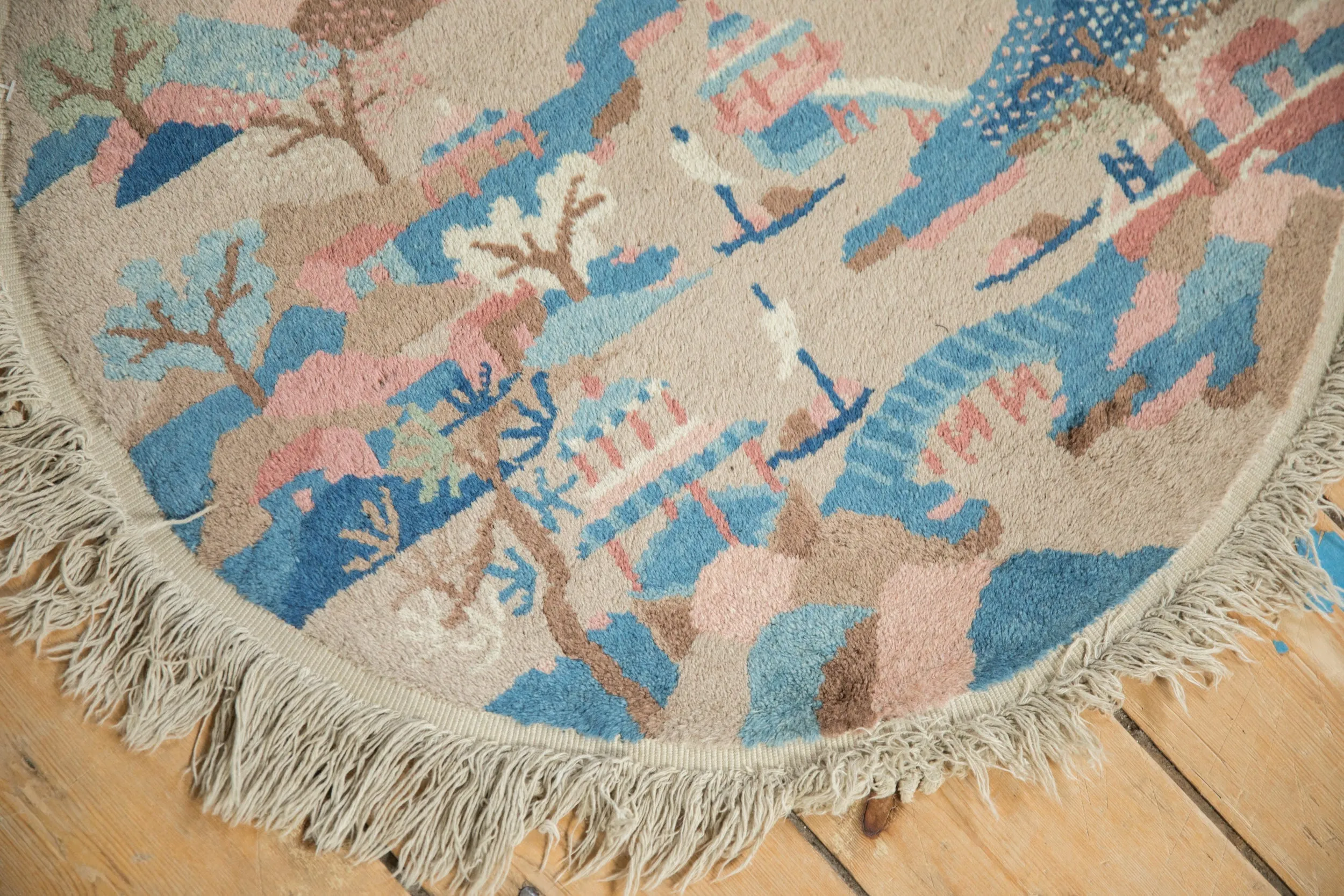 2x2 Vintage Art Deco Round Rug Mat