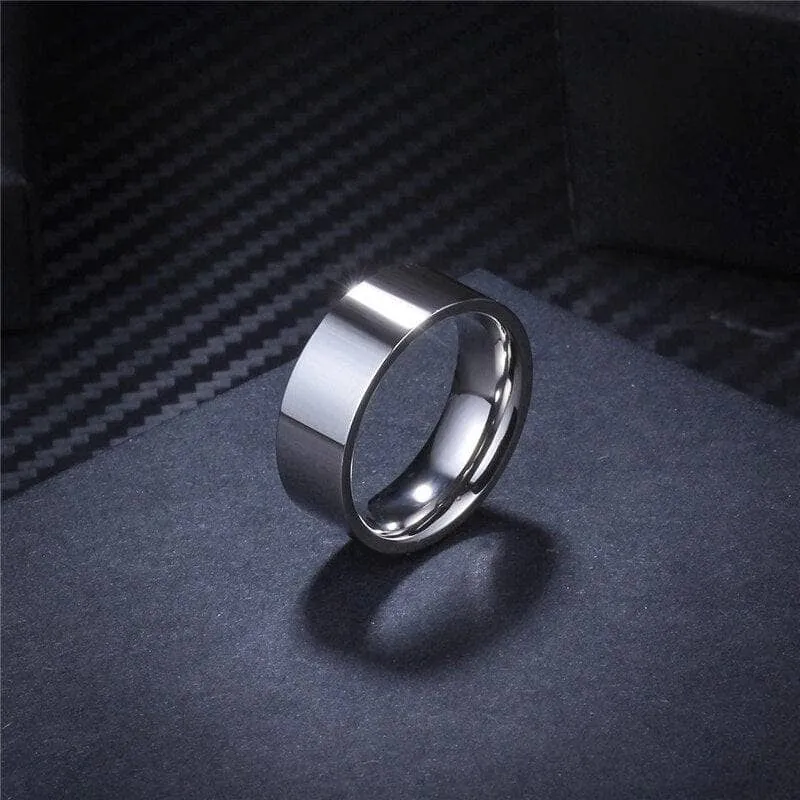 8mm Classic Stainless Steel Flat Wedding Band