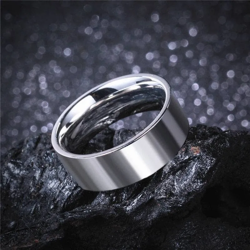 8mm Classic Stainless Steel Flat Wedding Band