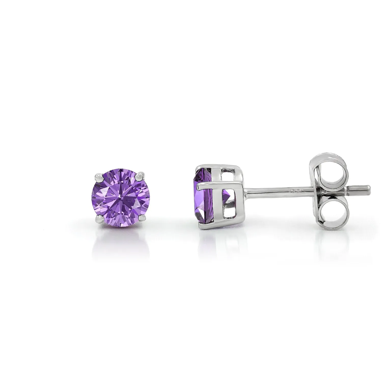 925 Sterling Silver 1.00 ct Genuine Gemstone Birthstone Stud Earrings