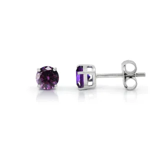 925 Sterling Silver 1.00 ct Genuine Gemstone Birthstone Stud Earrings