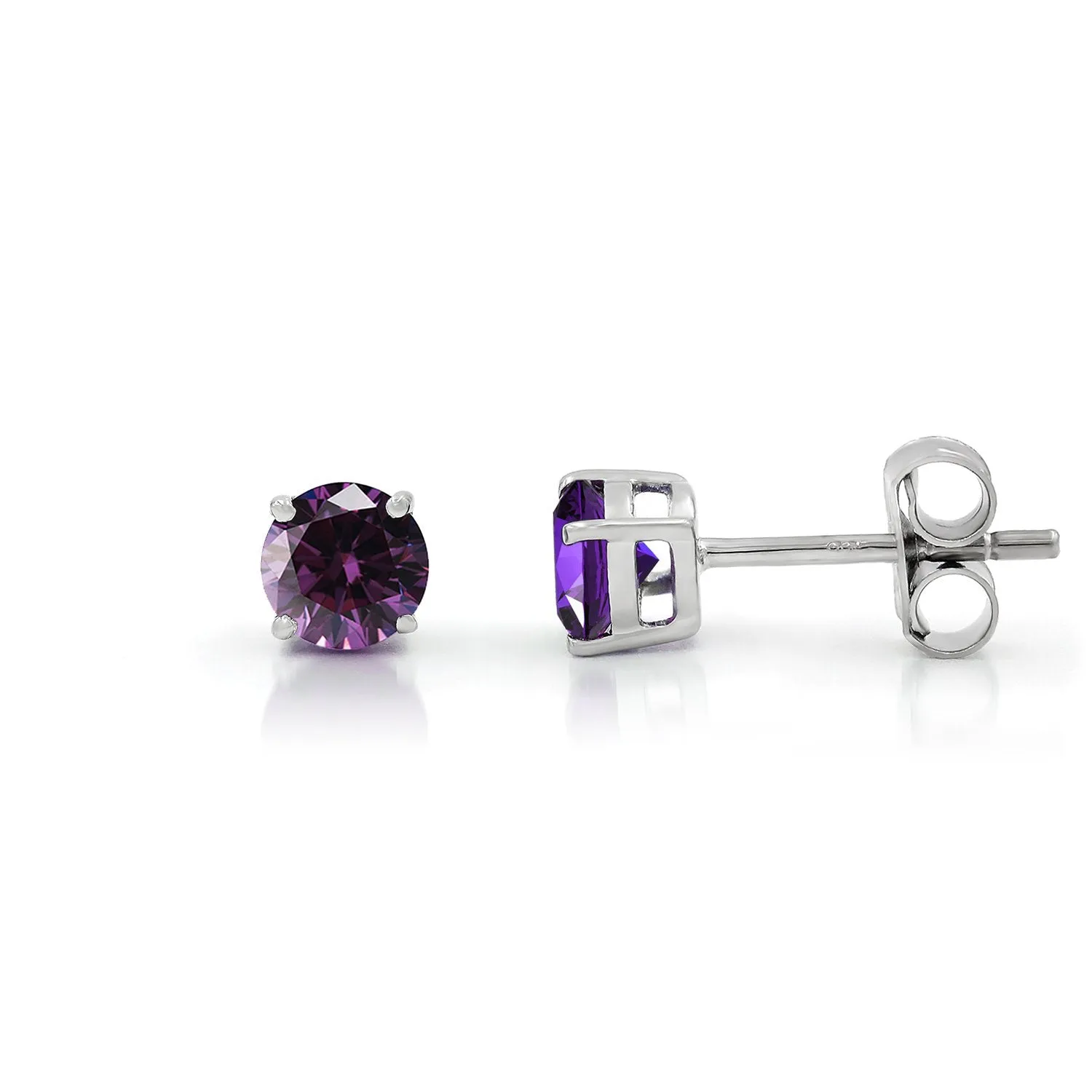 925 Sterling Silver 1.00 ct Genuine Gemstone Birthstone Stud Earrings