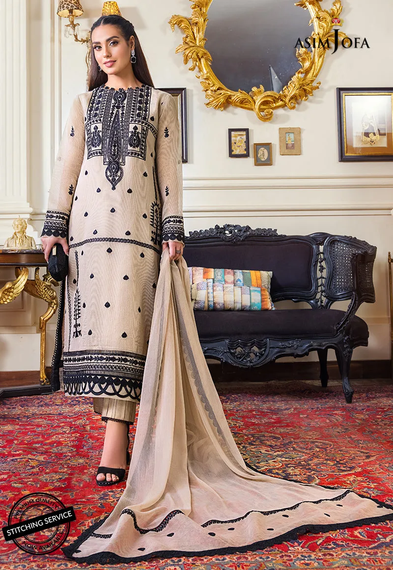 AJIM-17 Asim Jofa The Iqra & Minal Edit Winter Collection 2022 | Unstitched Embroidered Cotton Suits