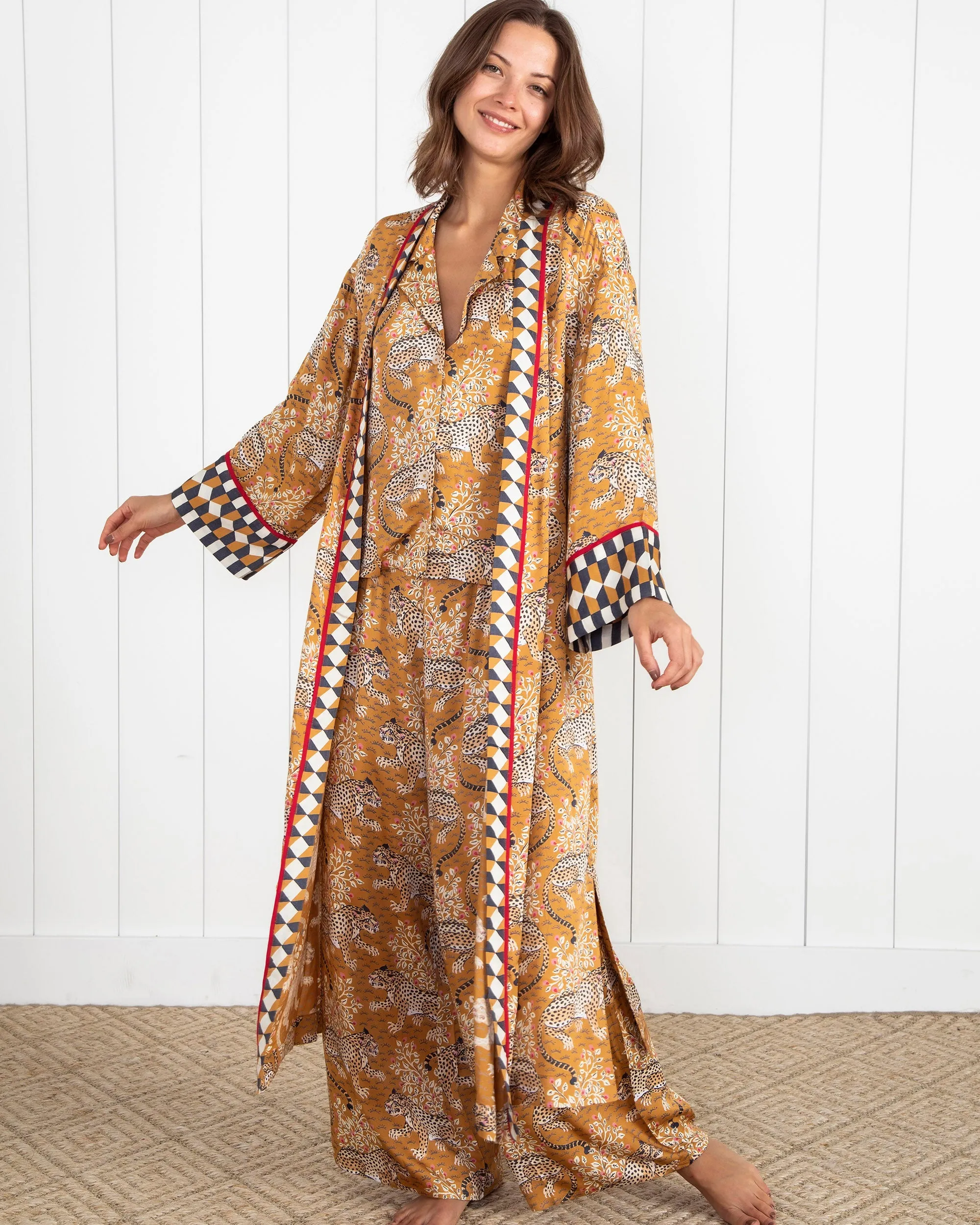 Bagheera - Satin Wildest Dreams & Robe Set - Tobacco