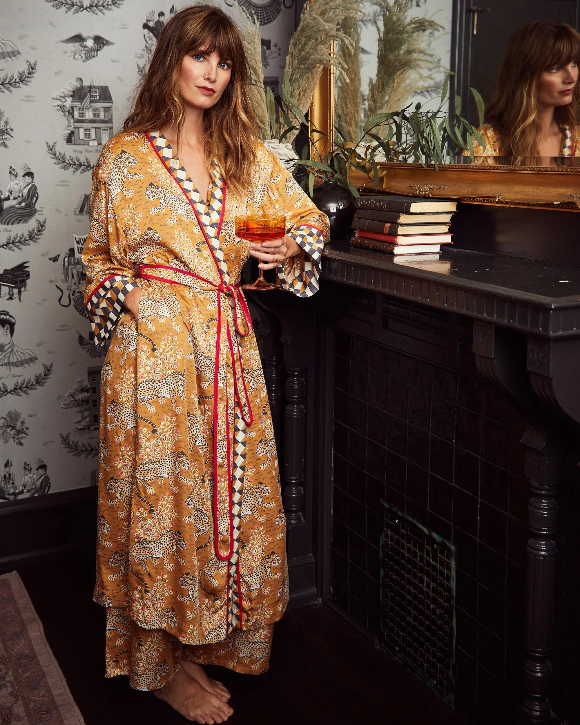 Bagheera - Satin Wildest Dreams & Robe Set - Tobacco