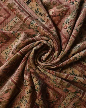 Beige With Peach Velvet Digital Printed Unstitched Co-ord Set Fabric