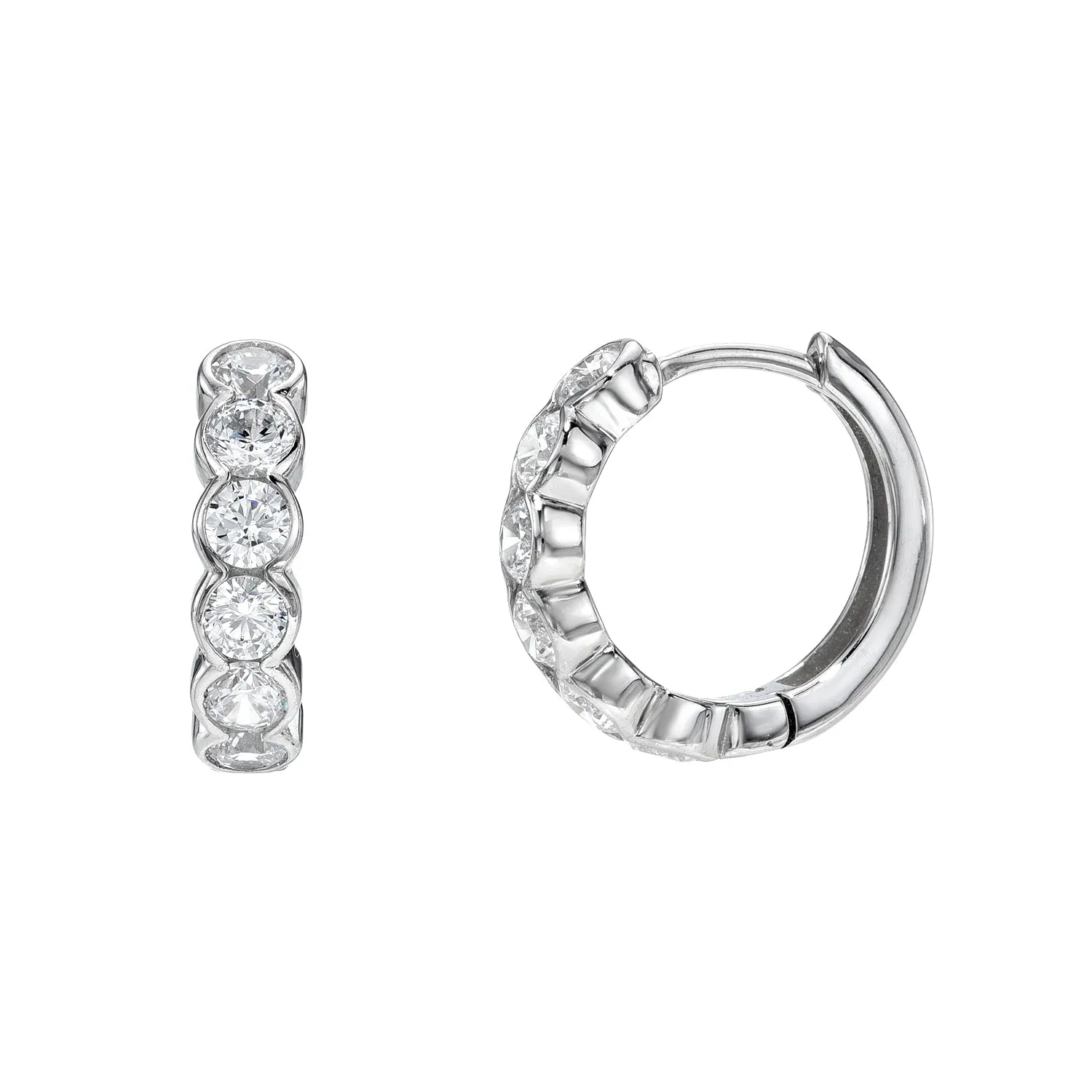 BEZEL SET HUGGY HOOP EARRINGS