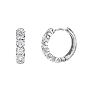 BEZEL SET HUGGY HOOP EARRINGS