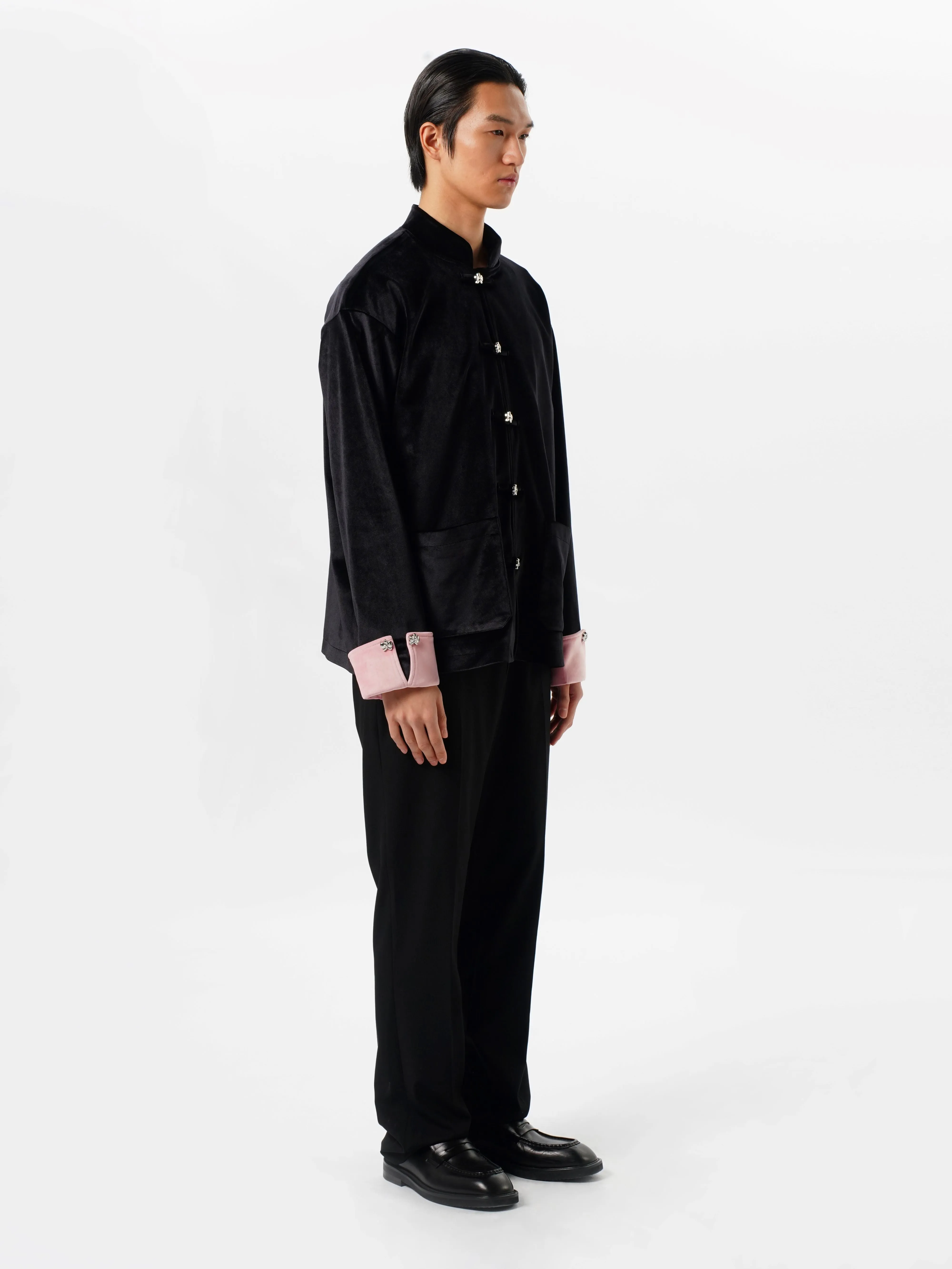 Black & Pink Velvet Tang Suit Jacket
