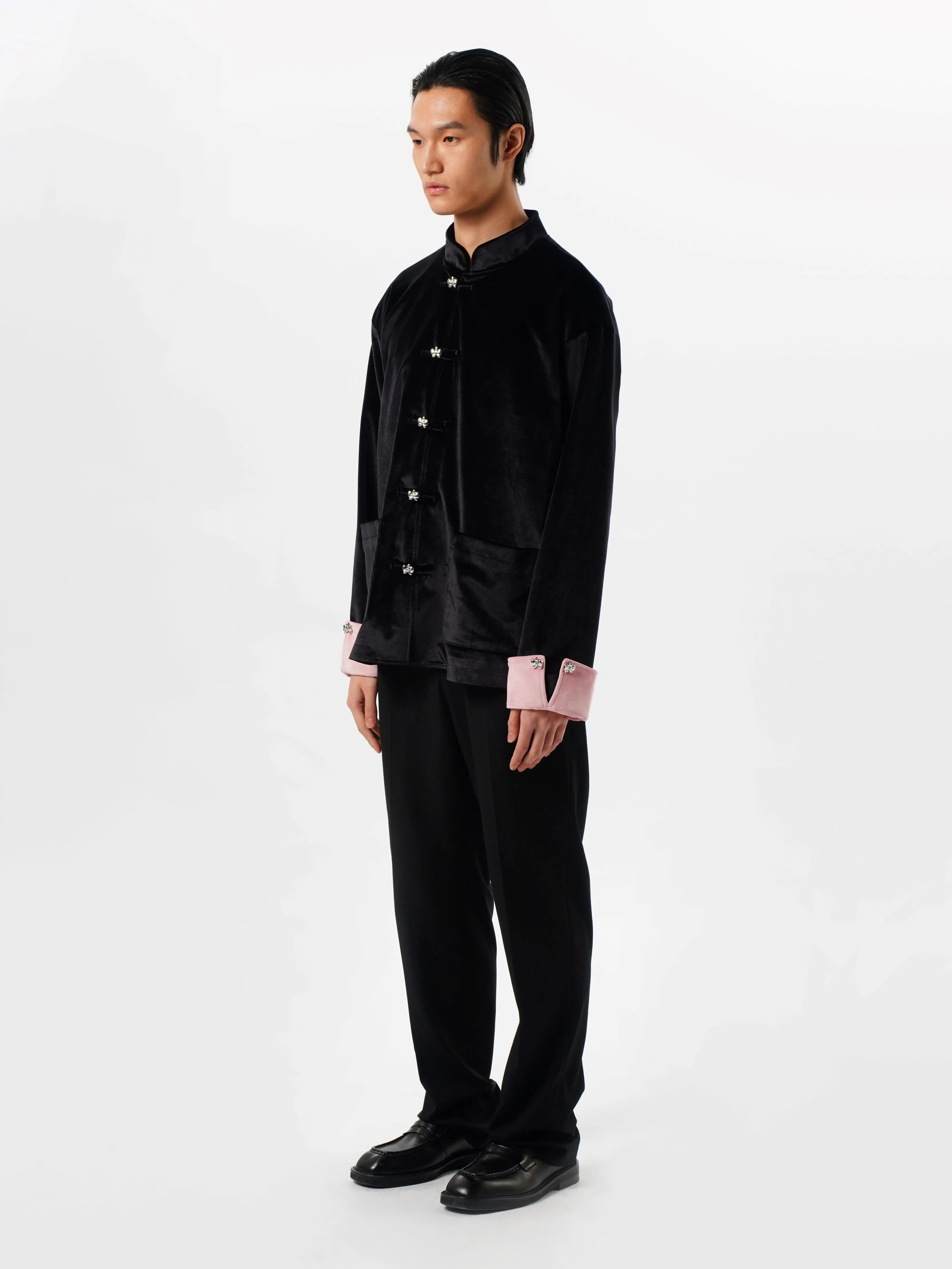 Black & Pink Velvet Tang Suit Jacket