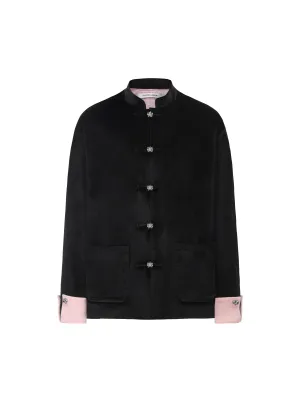 Black & Pink Velvet Tang Suit Jacket