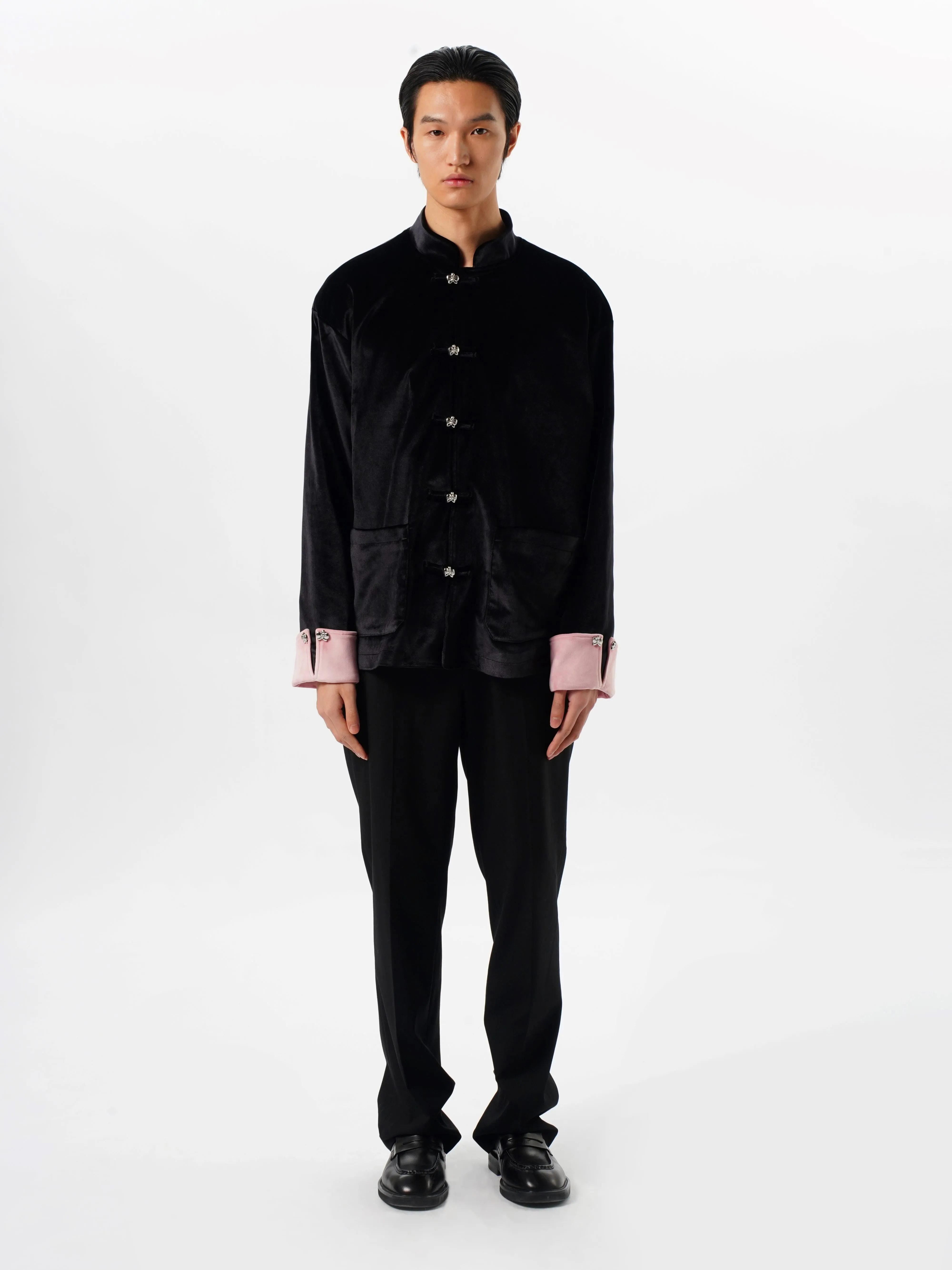 Black & Pink Velvet Tang Suit Jacket