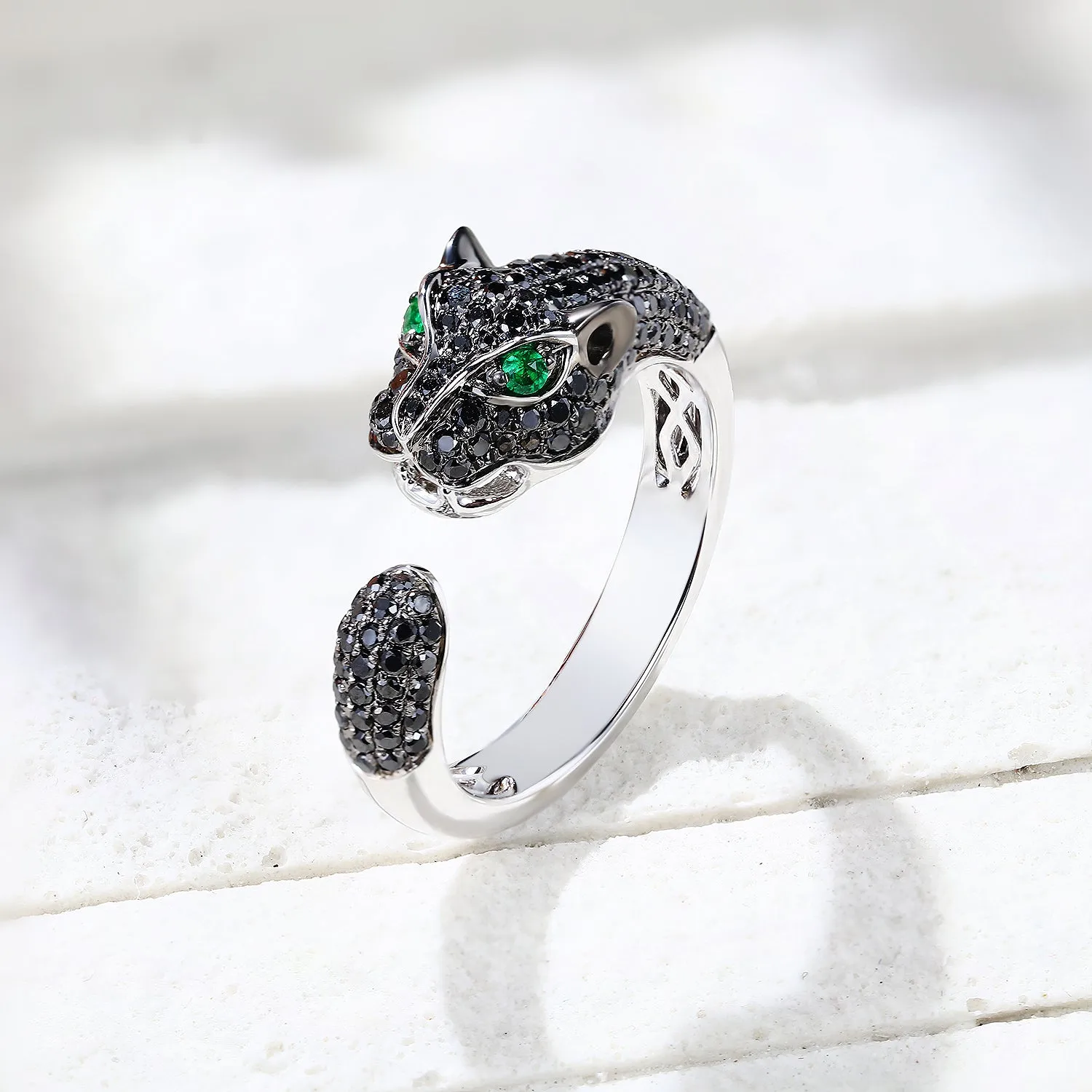 Black Diamond Panther Wrap Ring