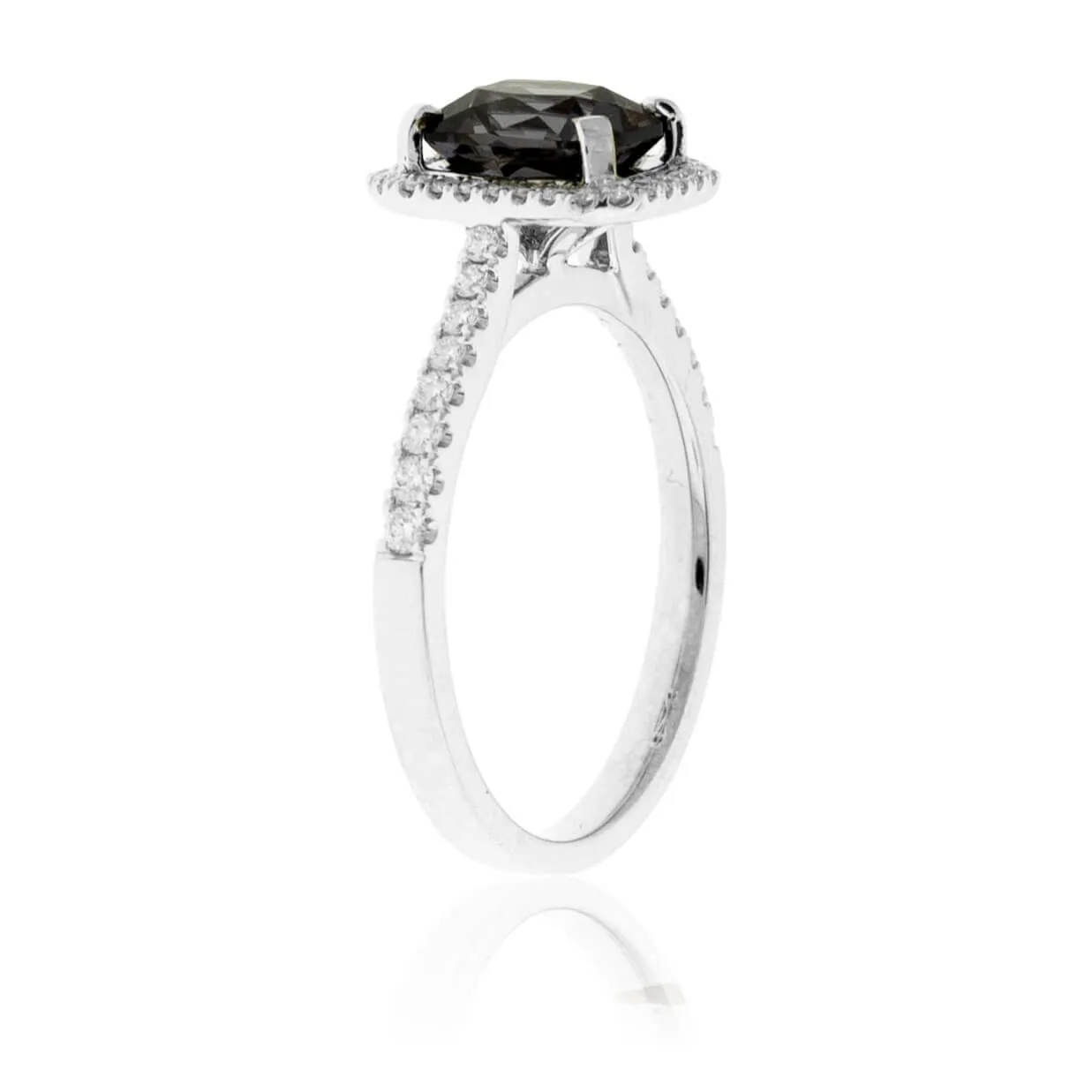 Black-Gray Fancy Cut Spinel & Diamond Halo Ring