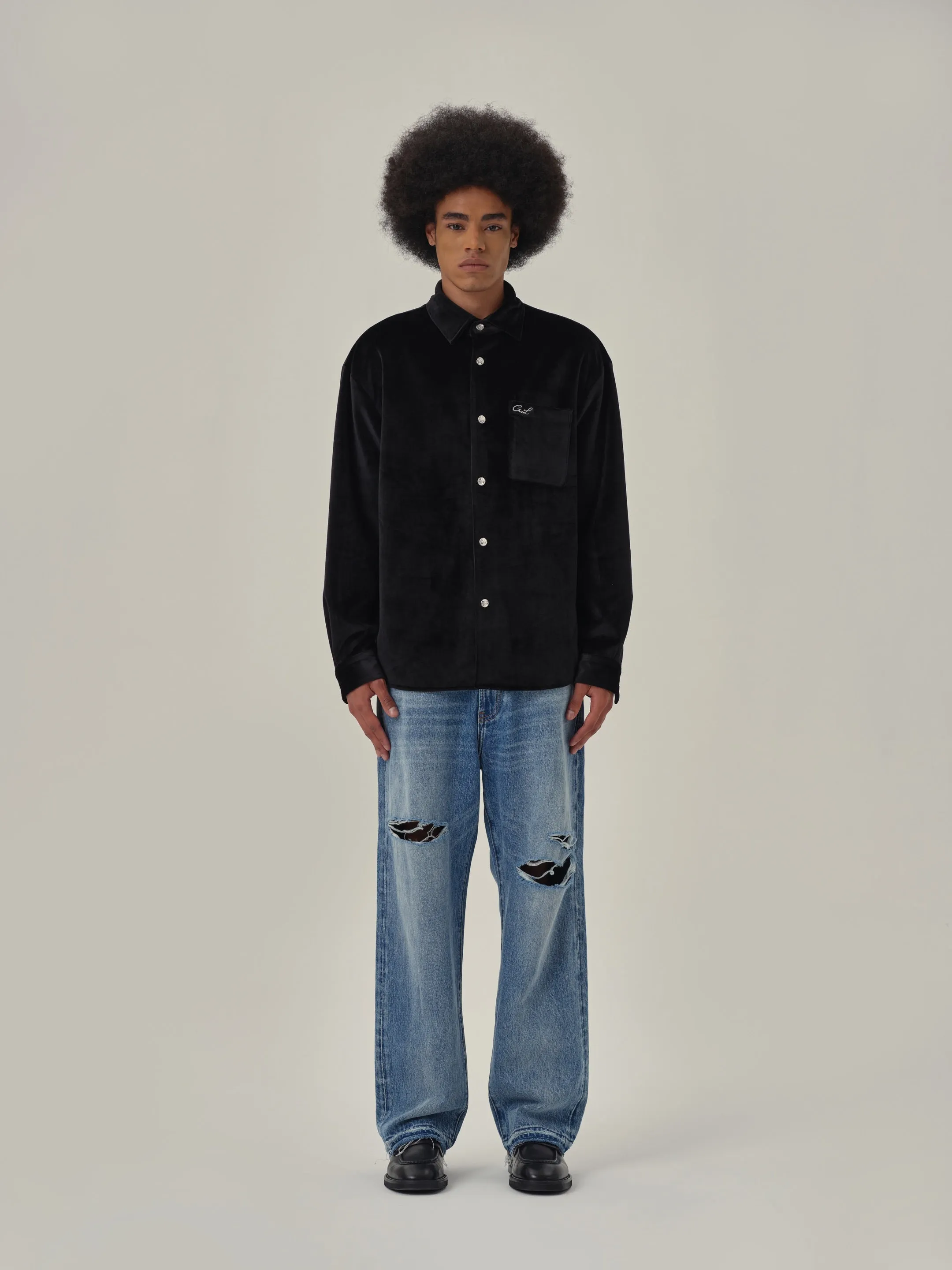 Black Velvet Shirt Jacket