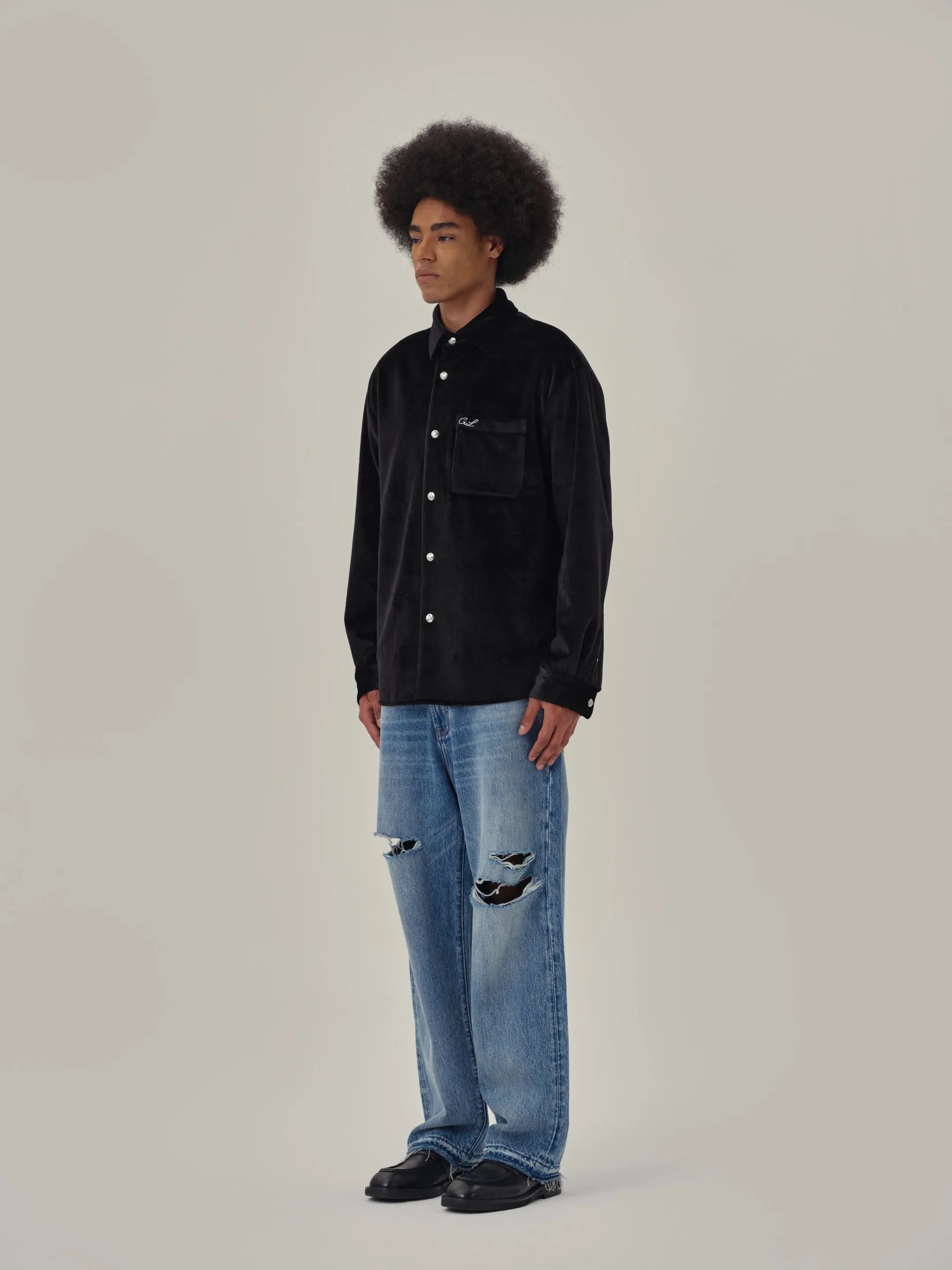 Black Velvet Shirt Jacket