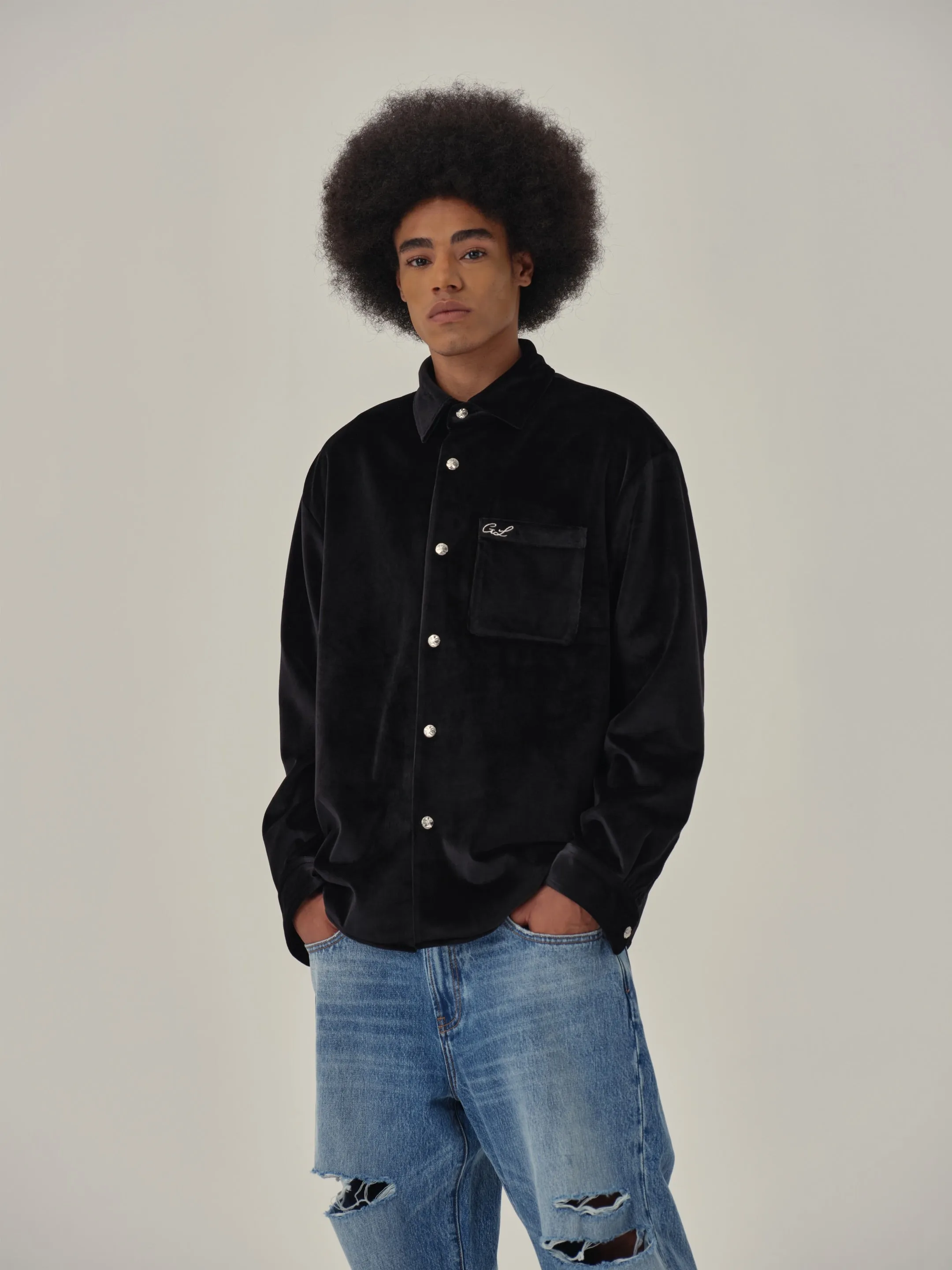 Black Velvet Shirt Jacket