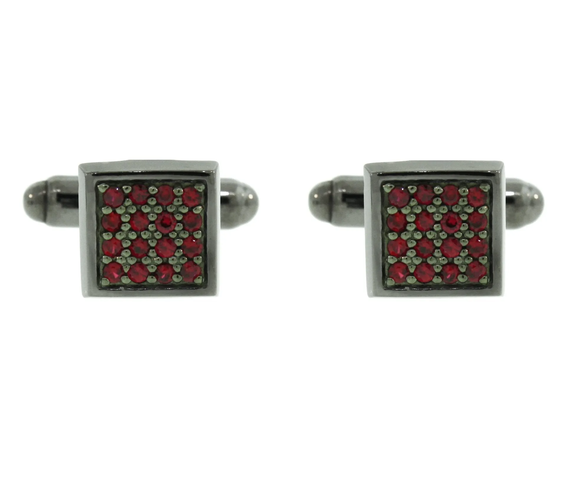 Blackened Silver Ruby Cufflinks Cuadrado