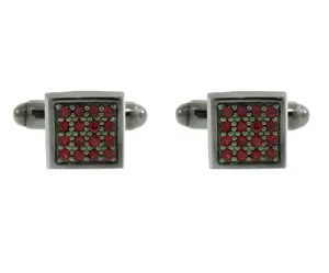 Blackened Silver Ruby Cufflinks Cuadrado