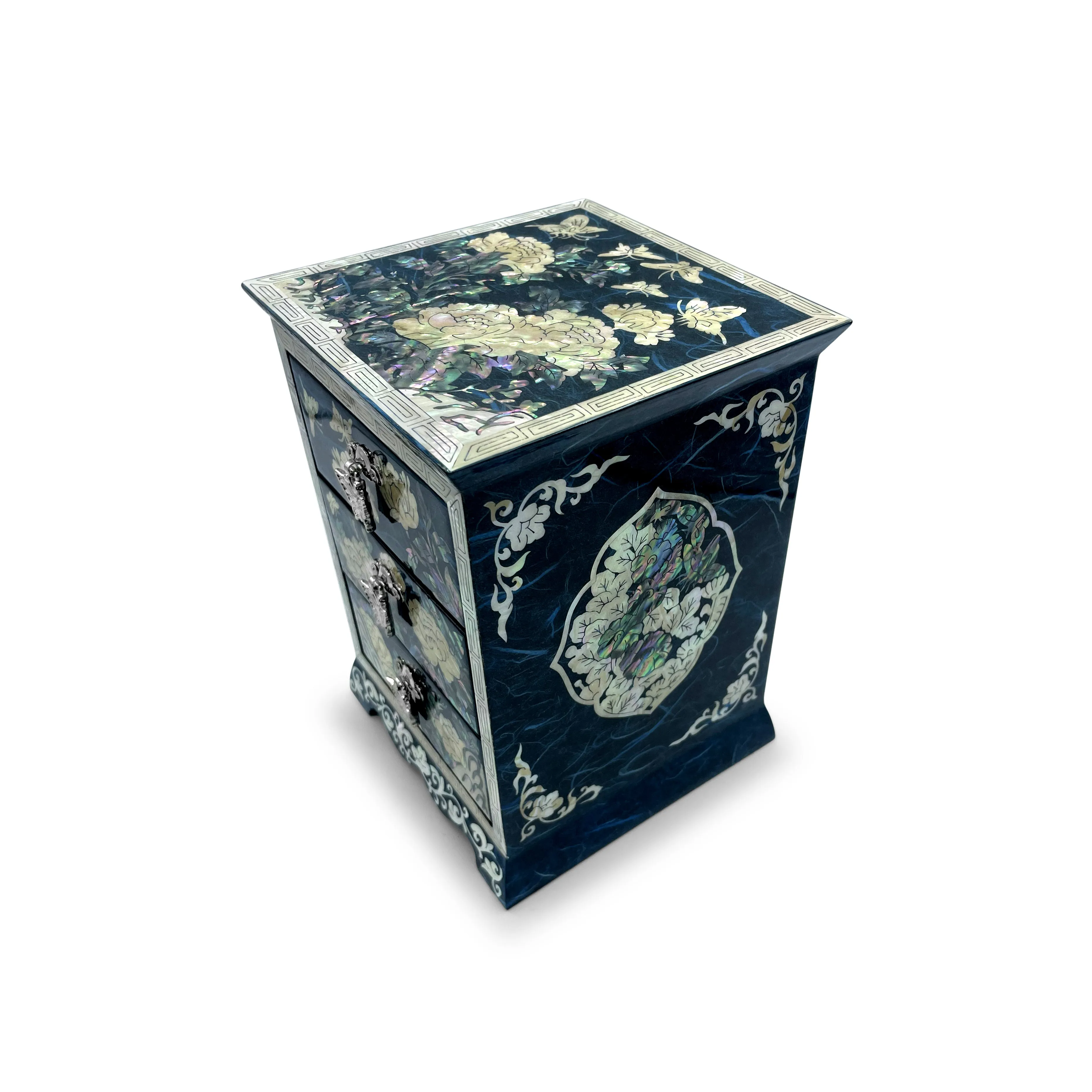 Blue Butterflies and Lotus Blossom Standing Dresser