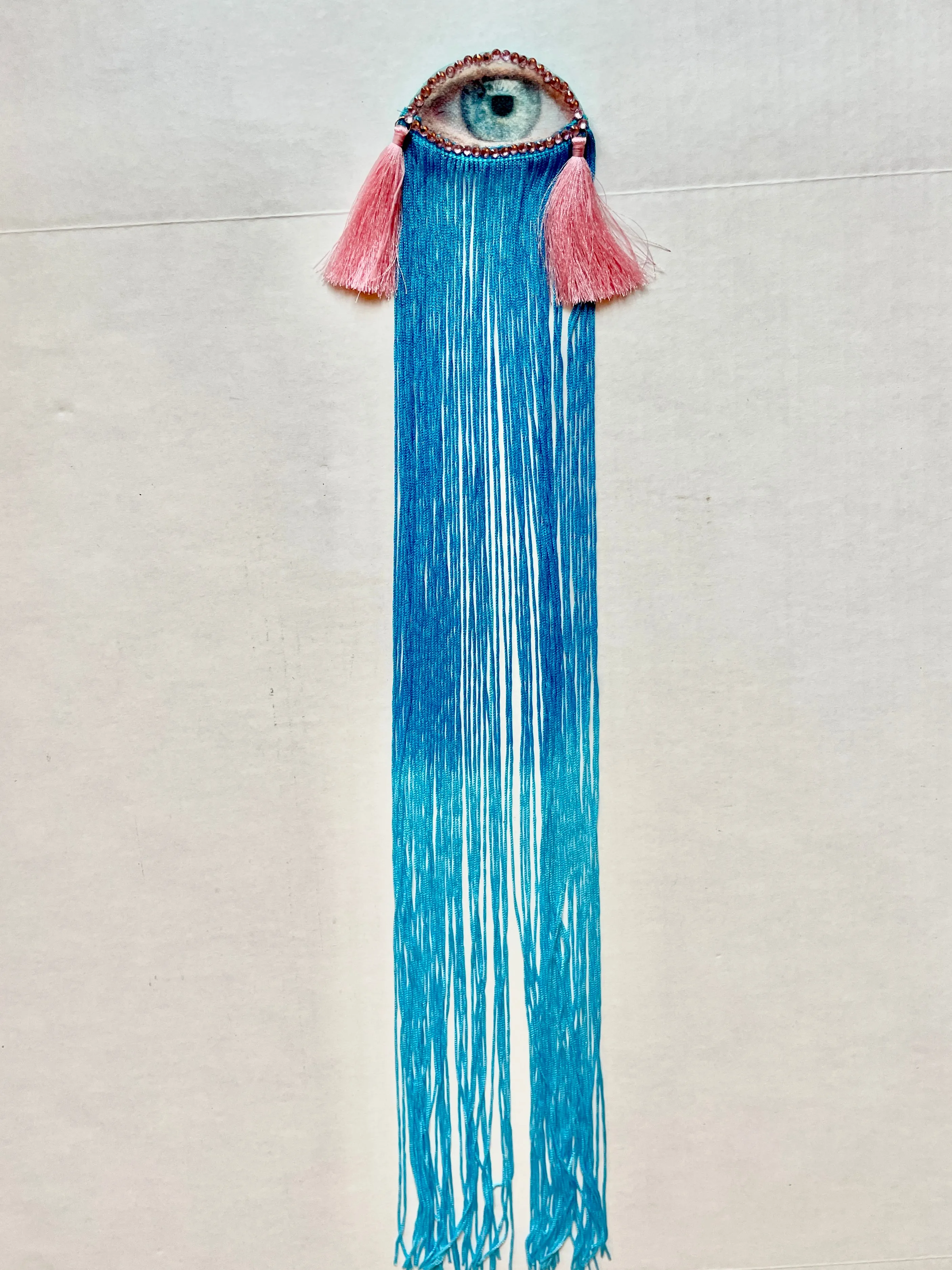 Blue Ombre Fringe Eye Brooch/Ornament
