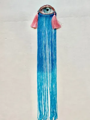 Blue Ombre Fringe Eye Brooch/Ornament