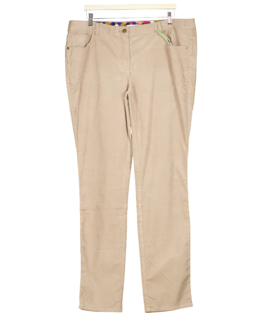 Boden Beige 5 Pocket Corduroy Slim Trousers Long UK 18