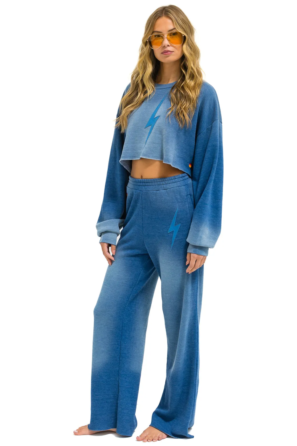 BOLT STITCH CROPPED CREW SWEATSHIRT RELAXED - FADED WATER