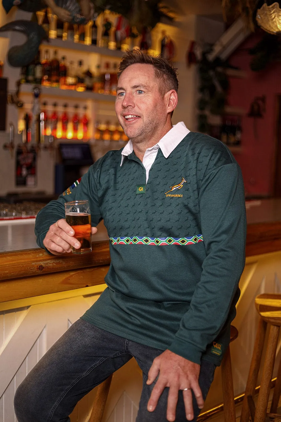 CA Supporters Cotton Golfer L/Sleeve | Green Amandla