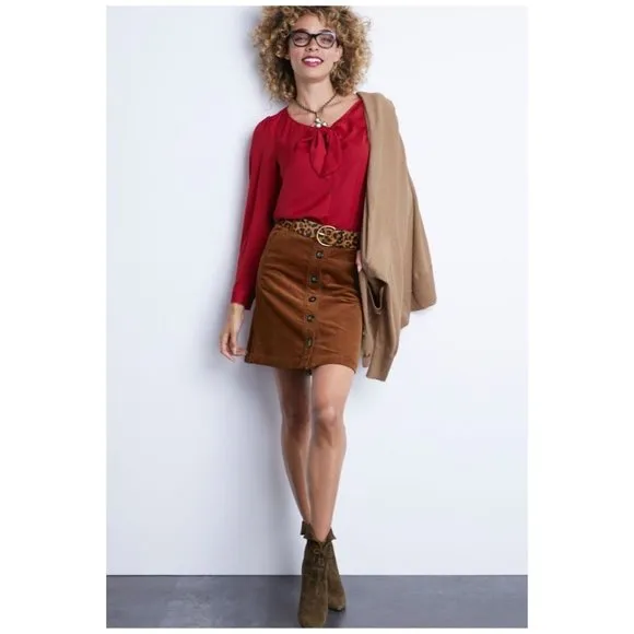 CABI #3755 Corduroy University Skirt Toffee sz 4 Women's