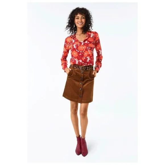 CABI #3755 Corduroy University Skirt Toffee sz 4 Women's