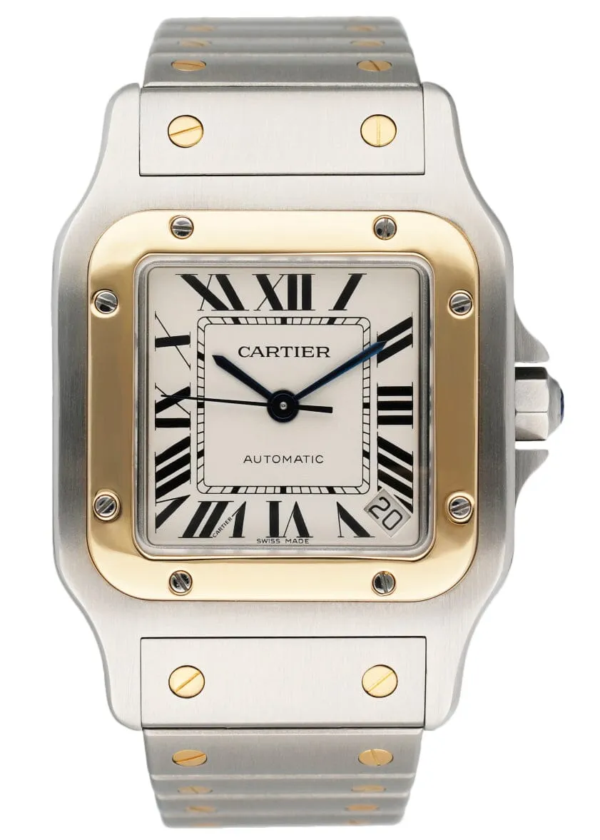 Cartier Santos Galbee W20099C4 18K Yellow Gold & Steel Mens Watch
