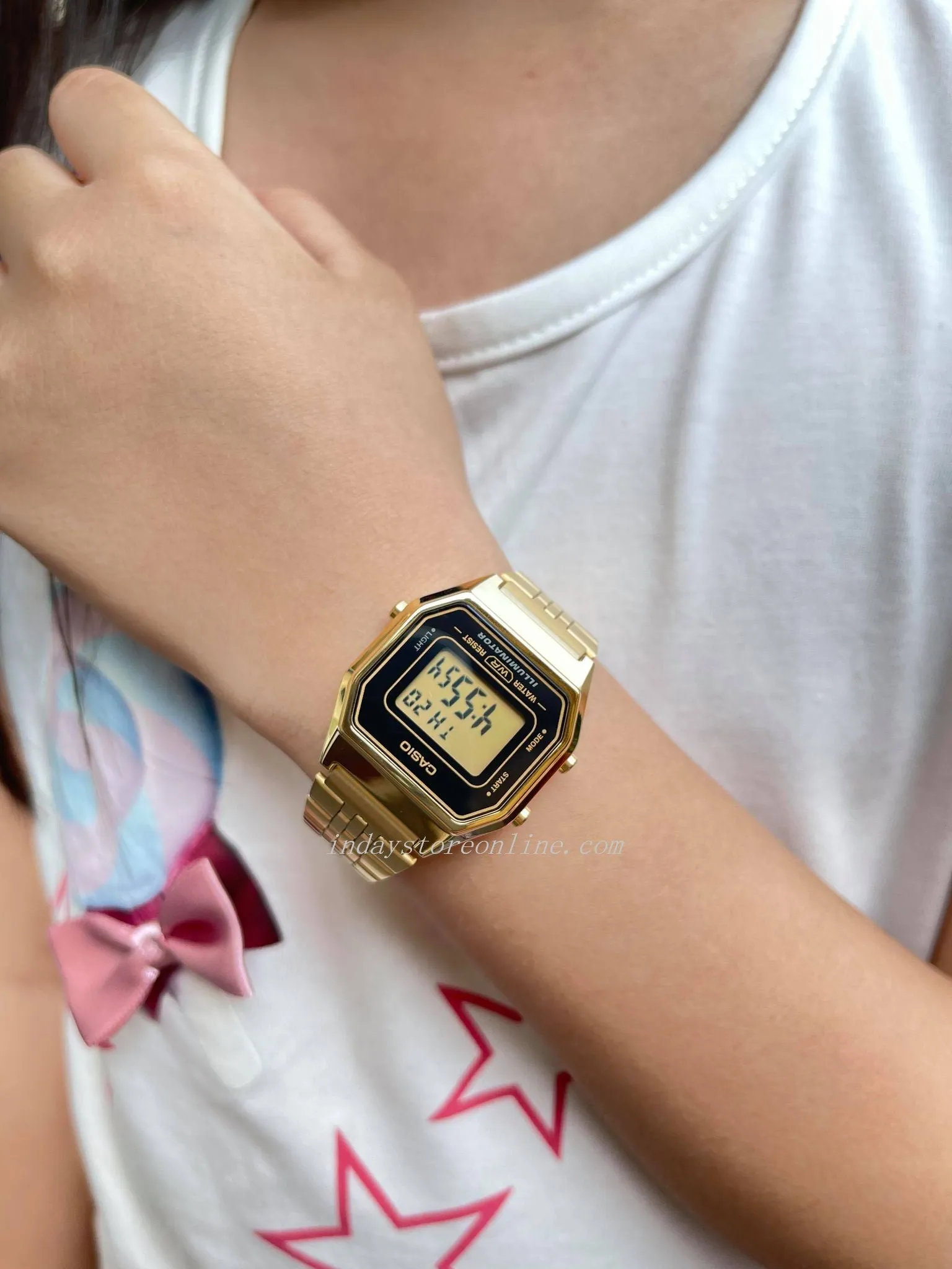 Casio Vintage Women's Watch LA680WGA-1D Gold Plated Stainless Steel Self-adjustable Band