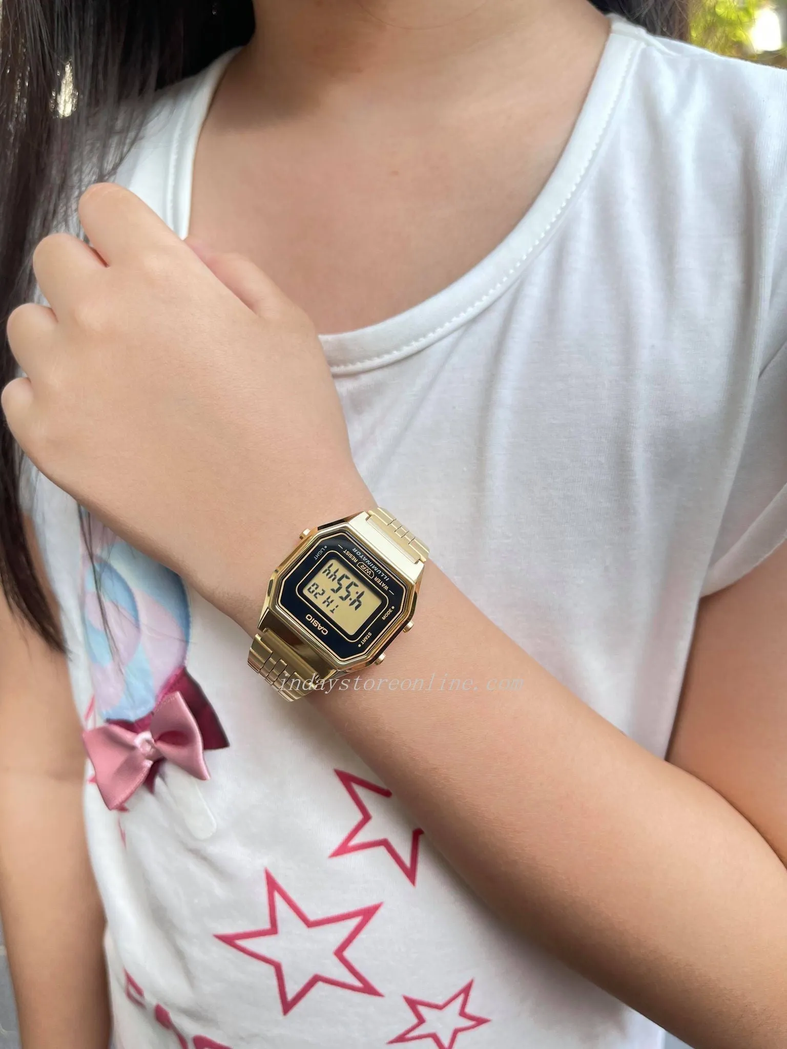 Casio Vintage Women's Watch LA680WGA-1D Gold Plated Stainless Steel Self-adjustable Band