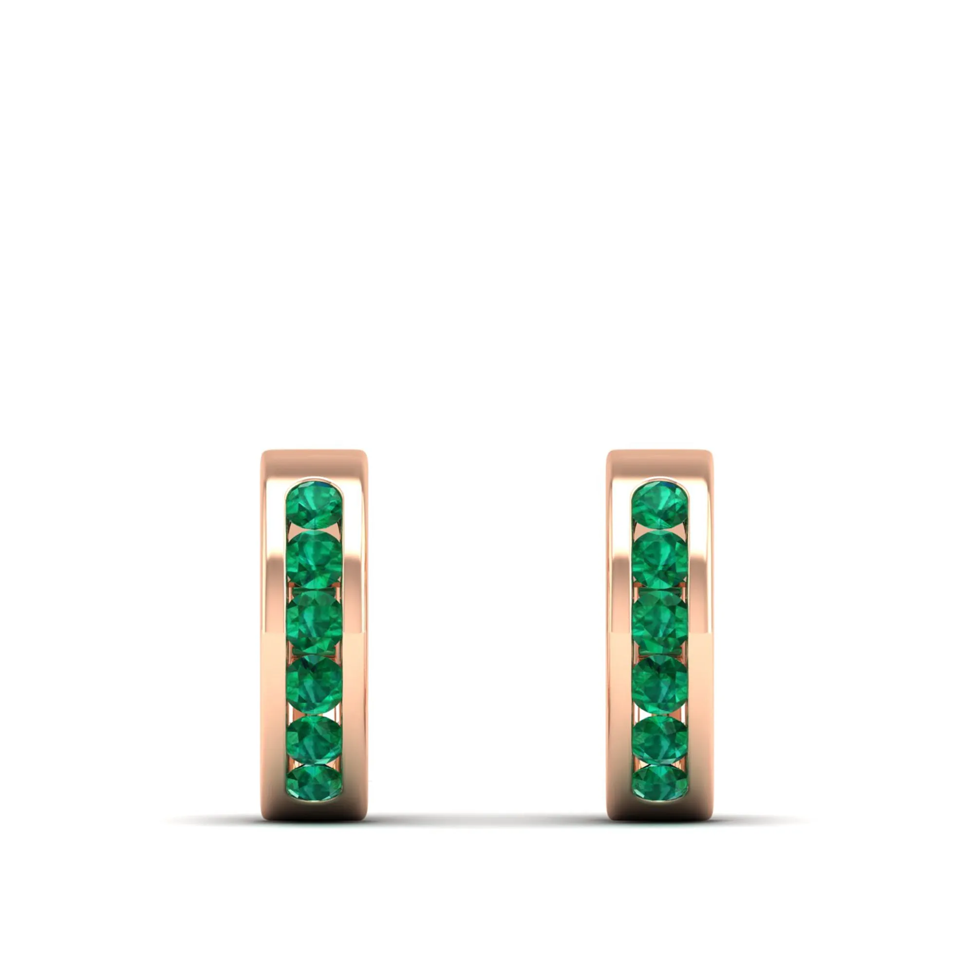 Channel Set Round Emerald Huggies