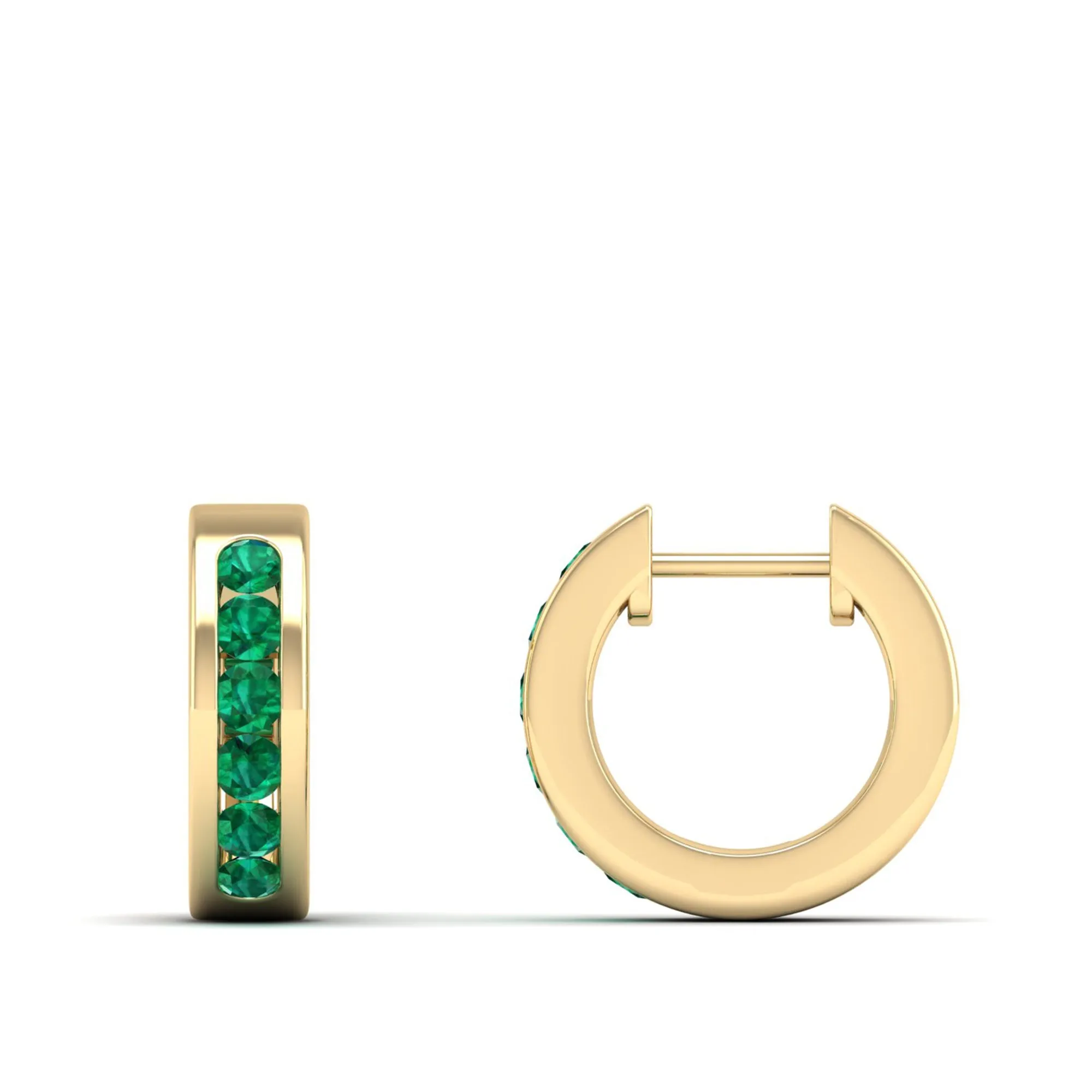 Channel Set Round Emerald Huggies